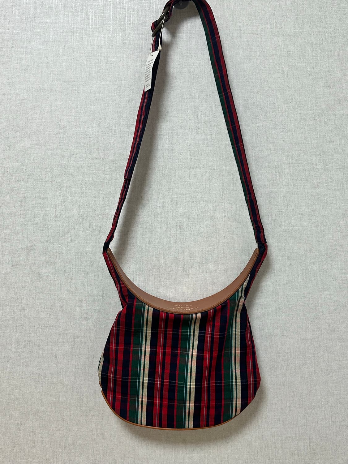 (새상품, 택o) Kapital 캐피탈 펠리컨 퍼플 체크 숄더백 상품이미지3