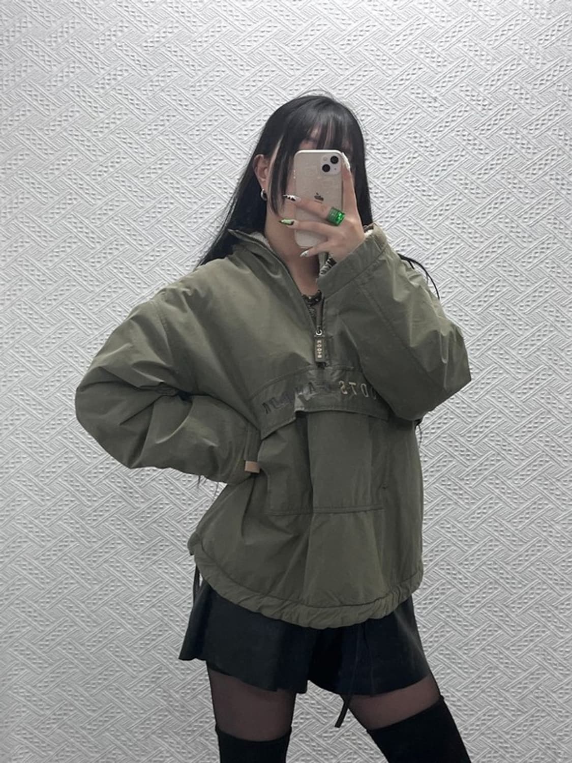 루츠 빈티지 빅포켓 올리브카키 양털 반집업 아노락 100 C08698 상품이미지2