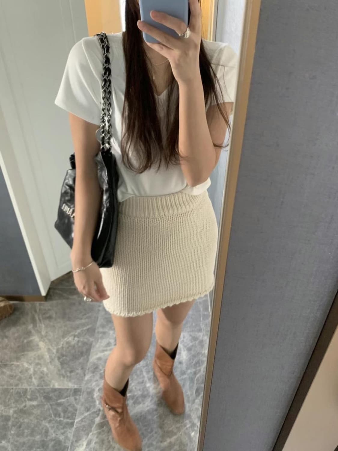 포스터 poster 플라보 니트 스커트 아이보리 상품이미지3