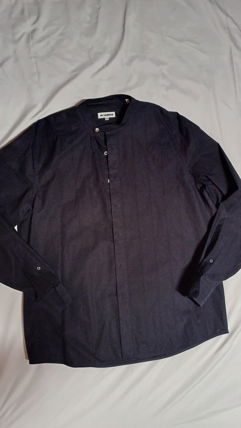 [새제품]42 질샌더 셔츠 스탠드카라 셔츠 네이비 카라리스 오버셔츠 상품이미지1