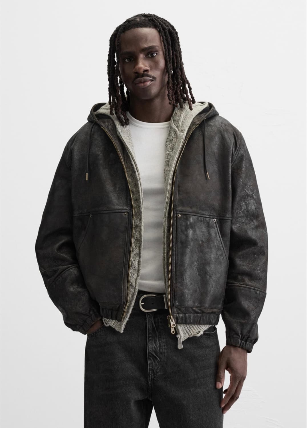 자라 가죽후드 점퍼 90 상품이미지1