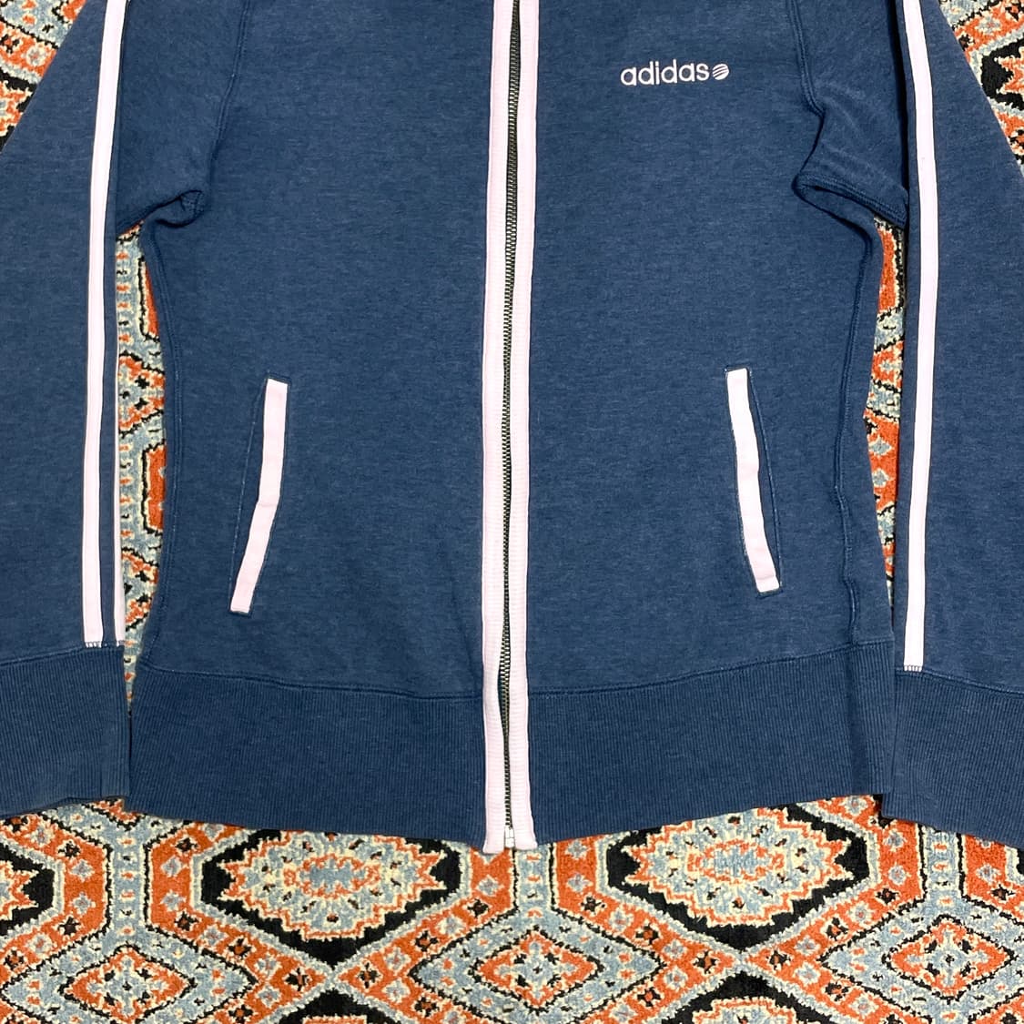 아디다스 삼선 블루네이비 코튼 집업져지 여성M 상품이미지3