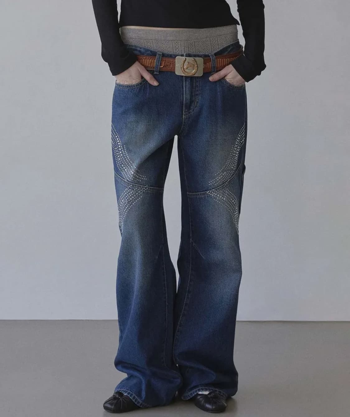 스컬프터 로우라이즈 데님 팬츠 상품이미지1