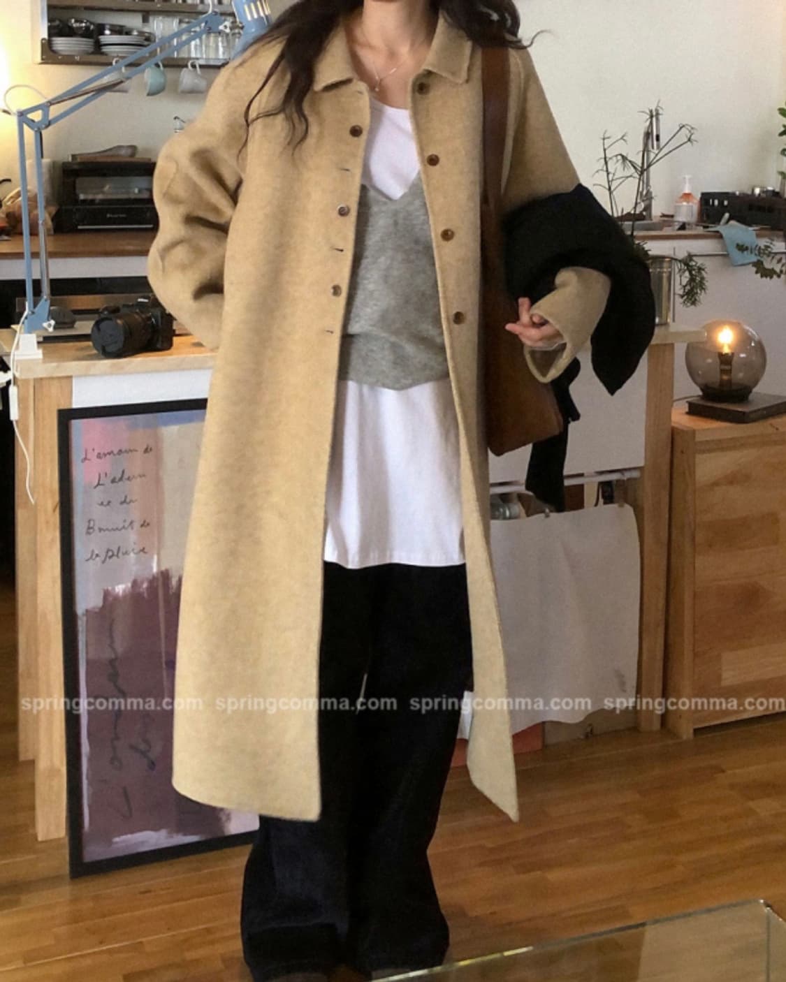 스프링콤마 퍼블릭 울핸드메이드코트(울100%)_베이지 상품이미지4