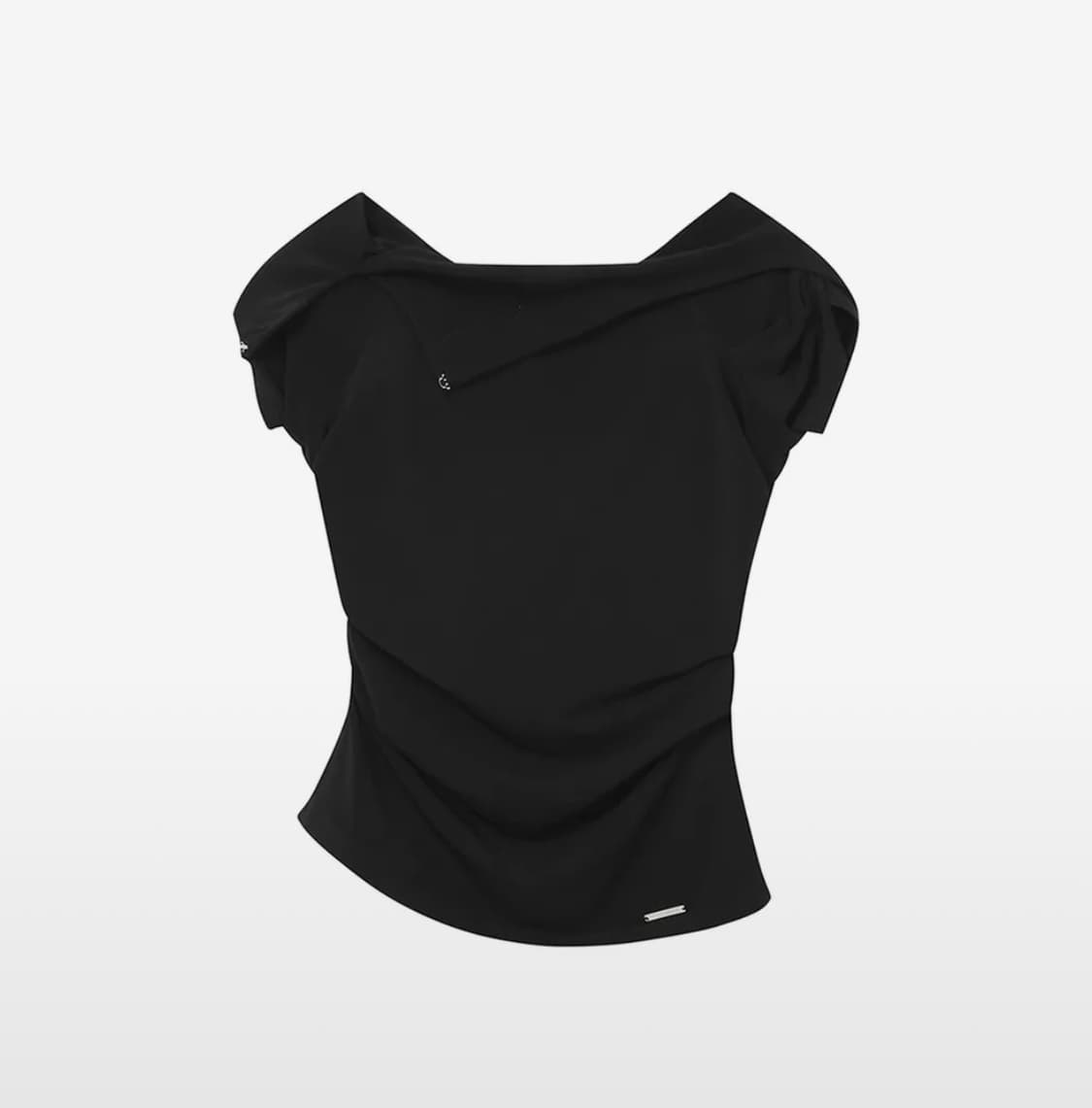 draped mod hoodie top BLACK 상품이미지1