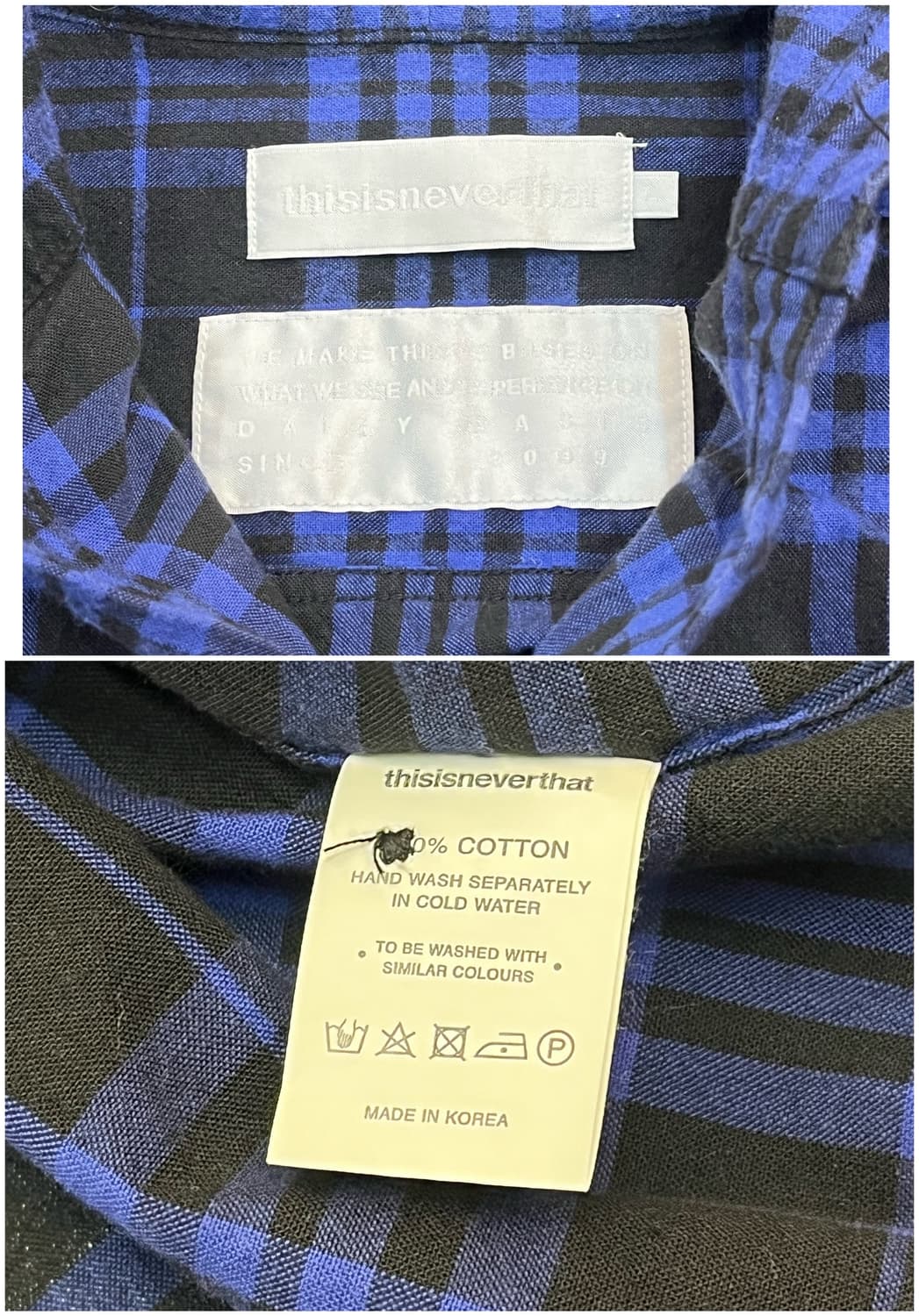 디스이즈네버뎃 체크 후드 셔츠 블루 L #csz2207 상품이미지7