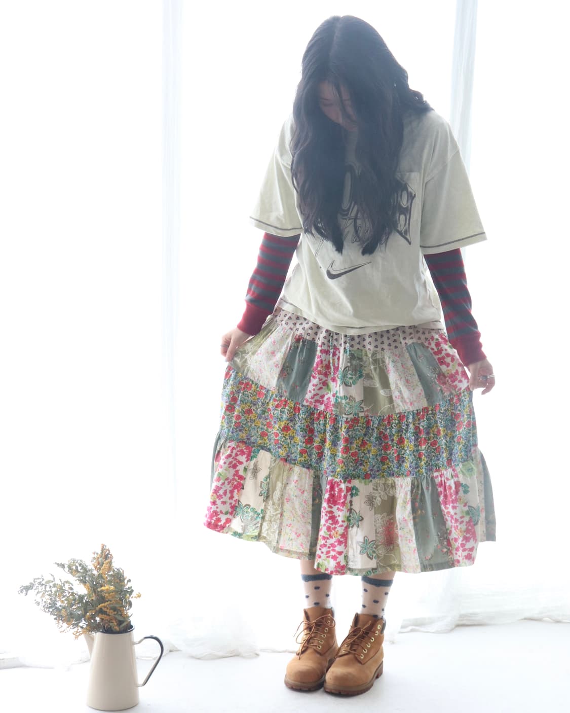 [Beams Boy] Patchwork Floral Skirt 상품이미지2