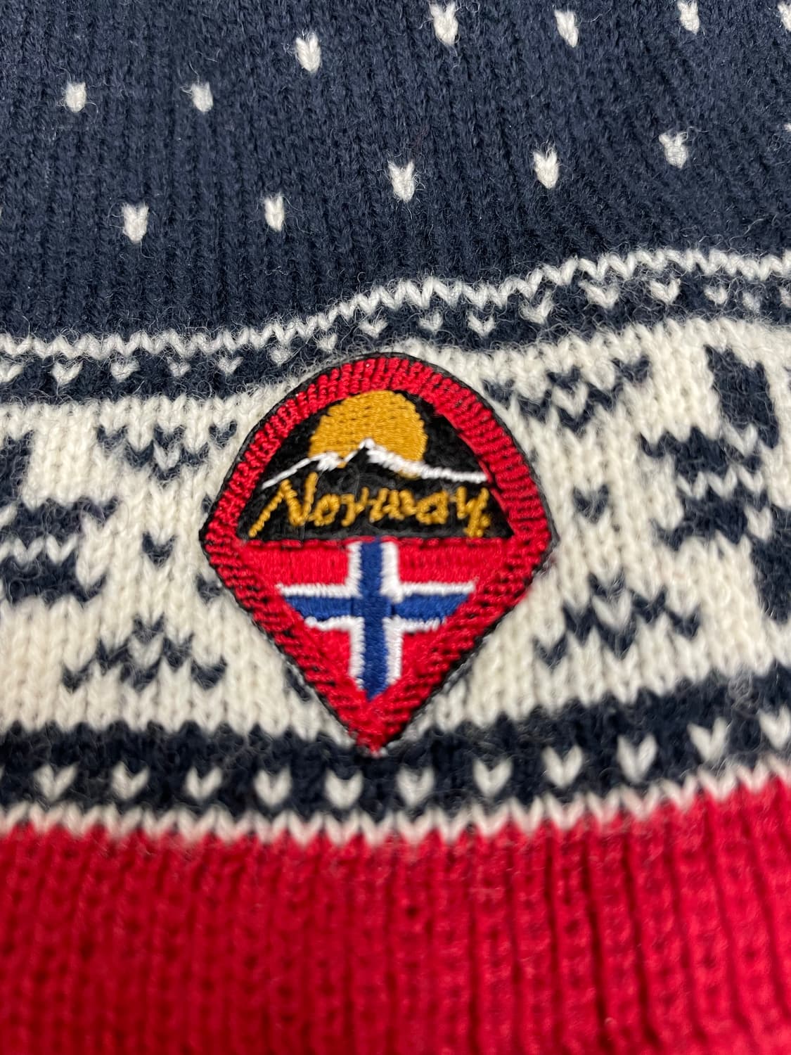 택포) Made Norway 빈티지 노르딕 패턴 울 니트 숏 비니 모자 상품이미지2