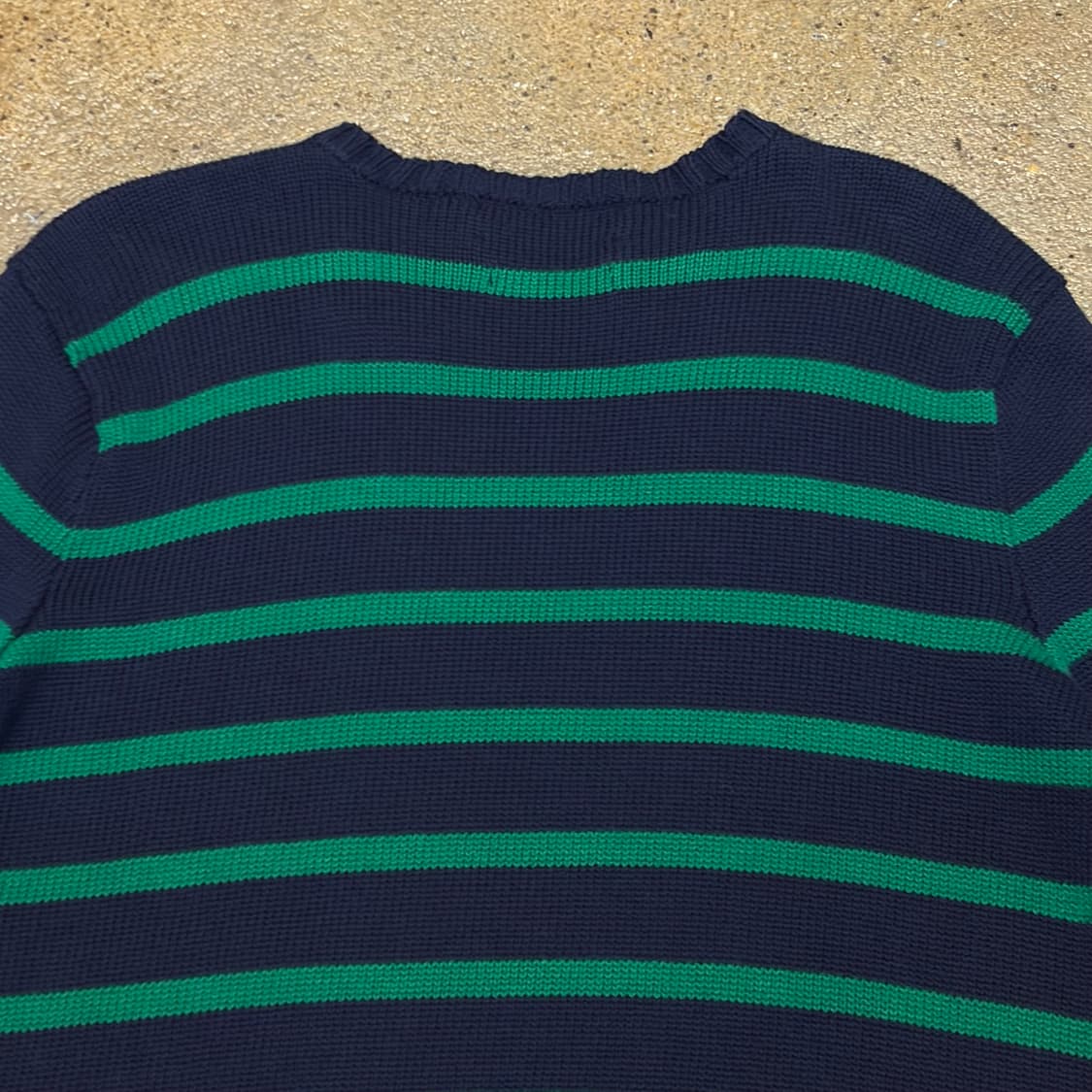 90s USA 빈티지 폴로랄프로렌 스트라이프 단가라 헤비코튼 니트 상품이미지7
