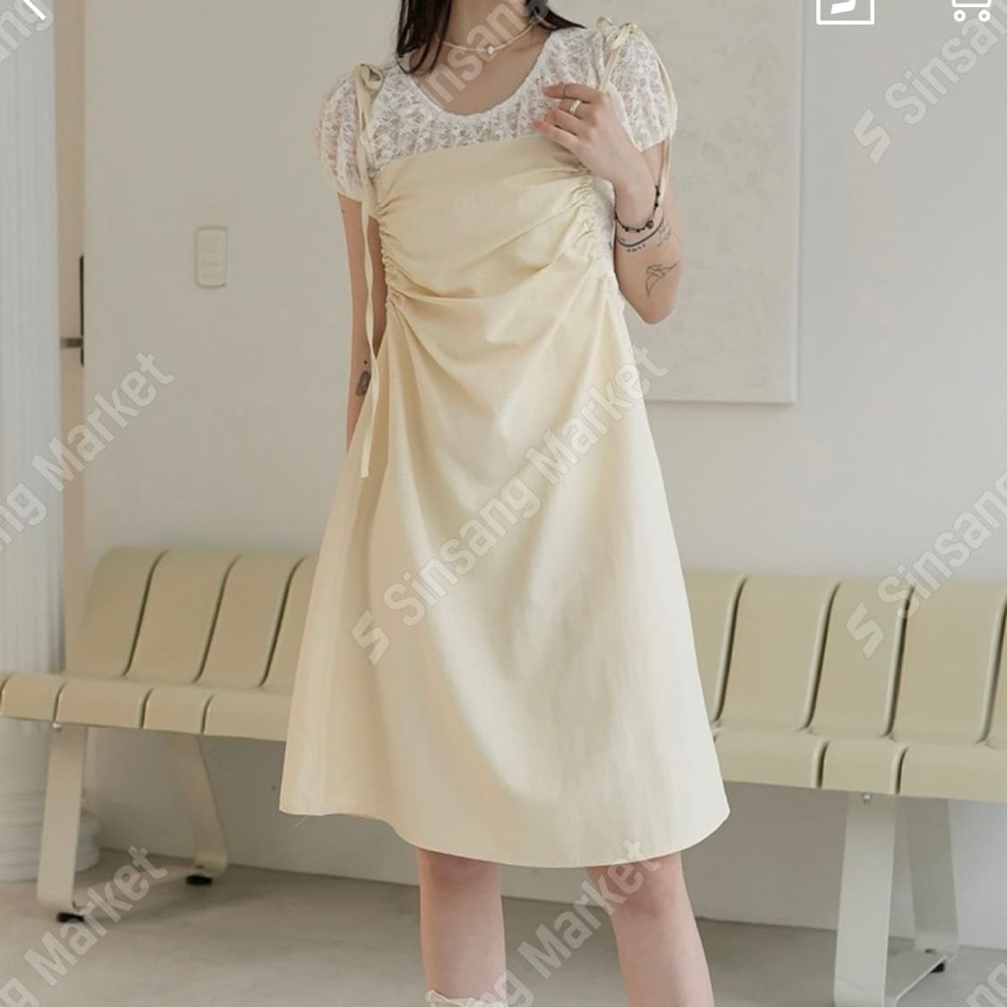 나일론 셔링 스트링 원피스 상품이미지5