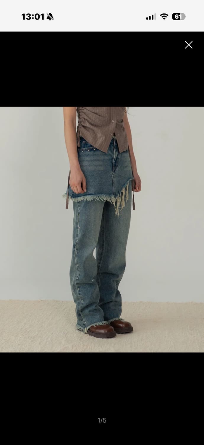지제뮤지엄 STUD DENIM SKIRT LAYERED PANTS (BL 상품이미지1