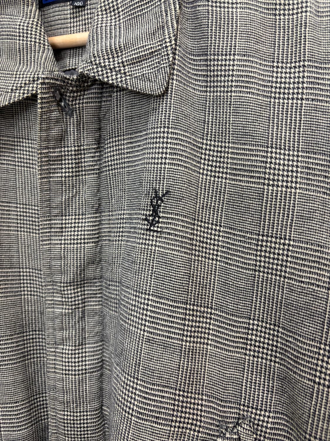 입생로랑 체크 울 혼방 봄버 자켓  상품이미지4