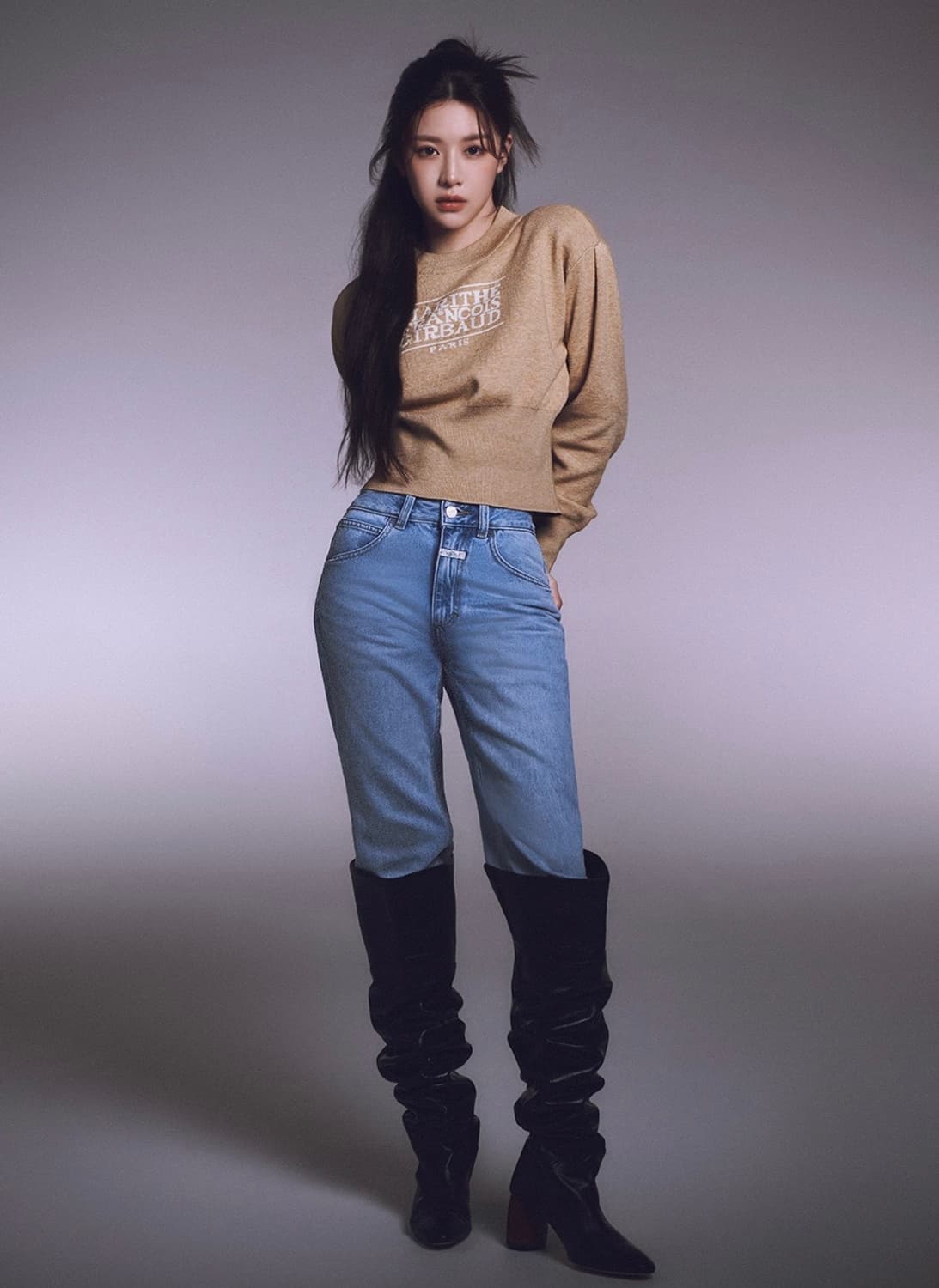 마리떼프랑소와저버 클래식 로고 크롭 니트 베이지 상품이미지2