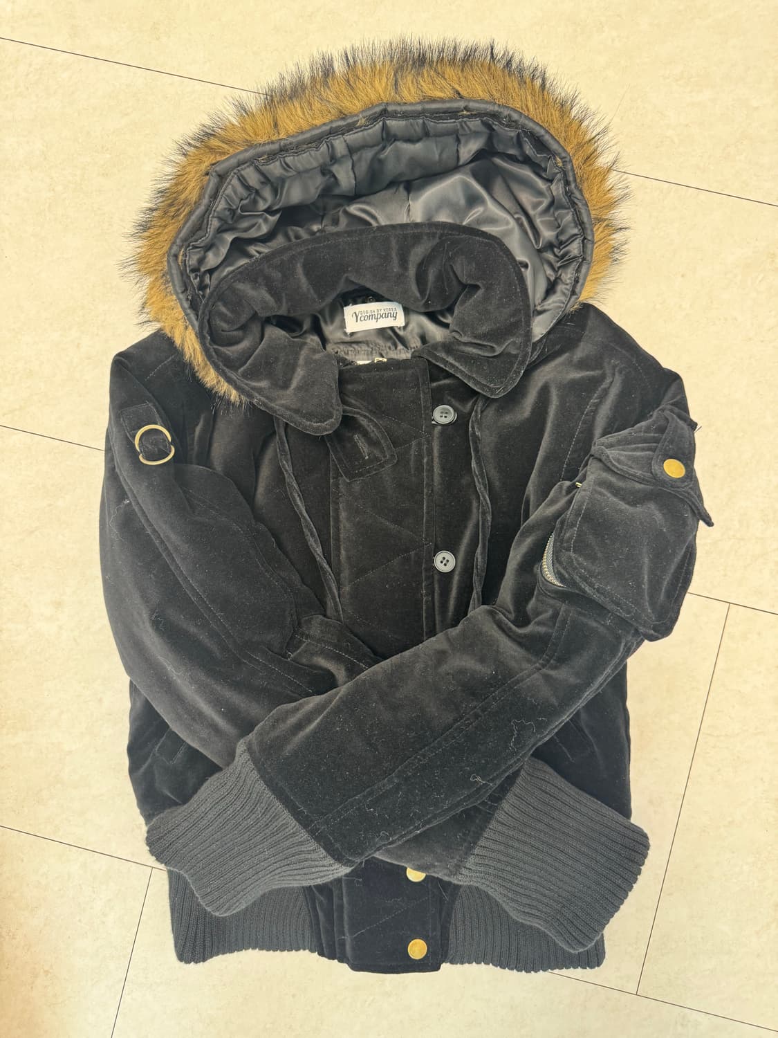 Y2k 빈티지 갸루깔 핀터깔 퍼 후드 자켓 상품이미지3