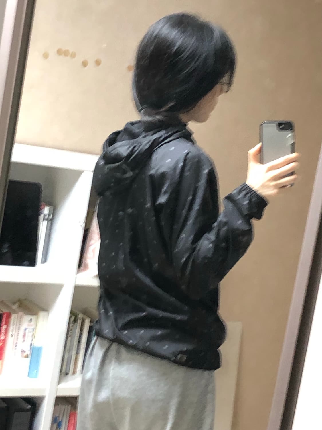 M 아디다스 메쉬 별 후드 집업 자켓 바람막이 져지 회색 검정 도트 상품이미지9