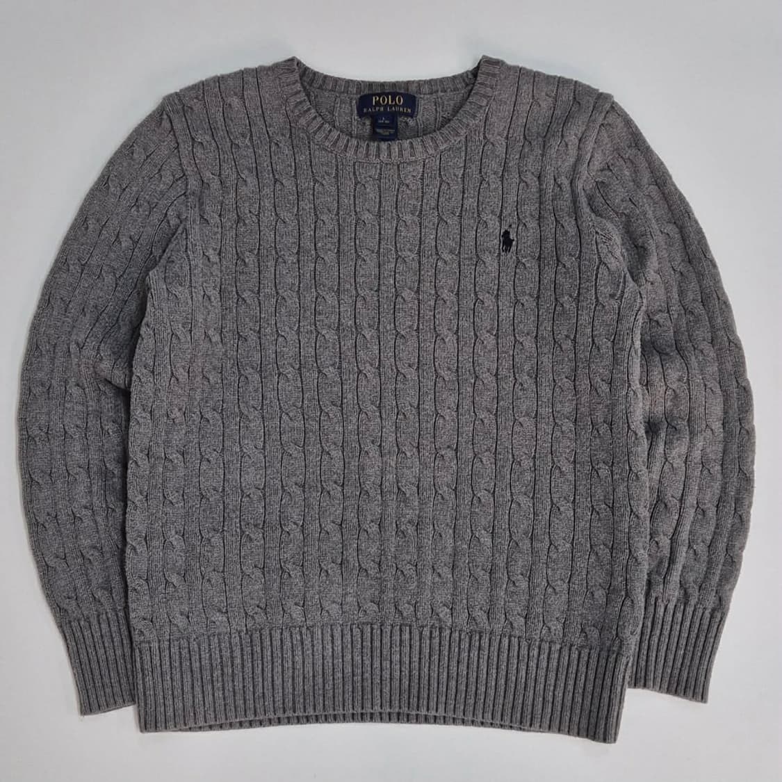 폴로 랄프로렌 그레이 케이블 걸즈 코튼 크루넥 니트(L) 상품이미지2