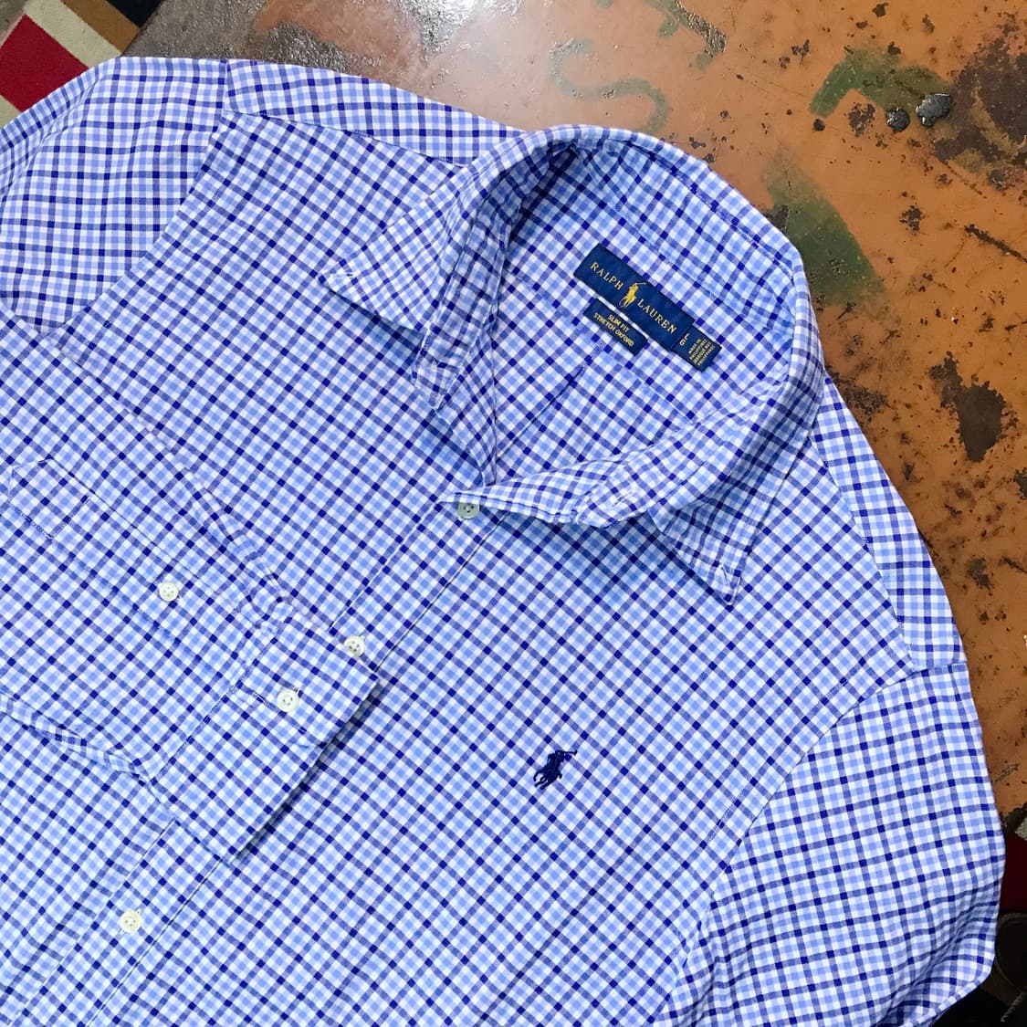 폴로랄프로렌 블루 톤 체크 옥스포드 셔츠 남성 105 사이즈 상품이미지3
