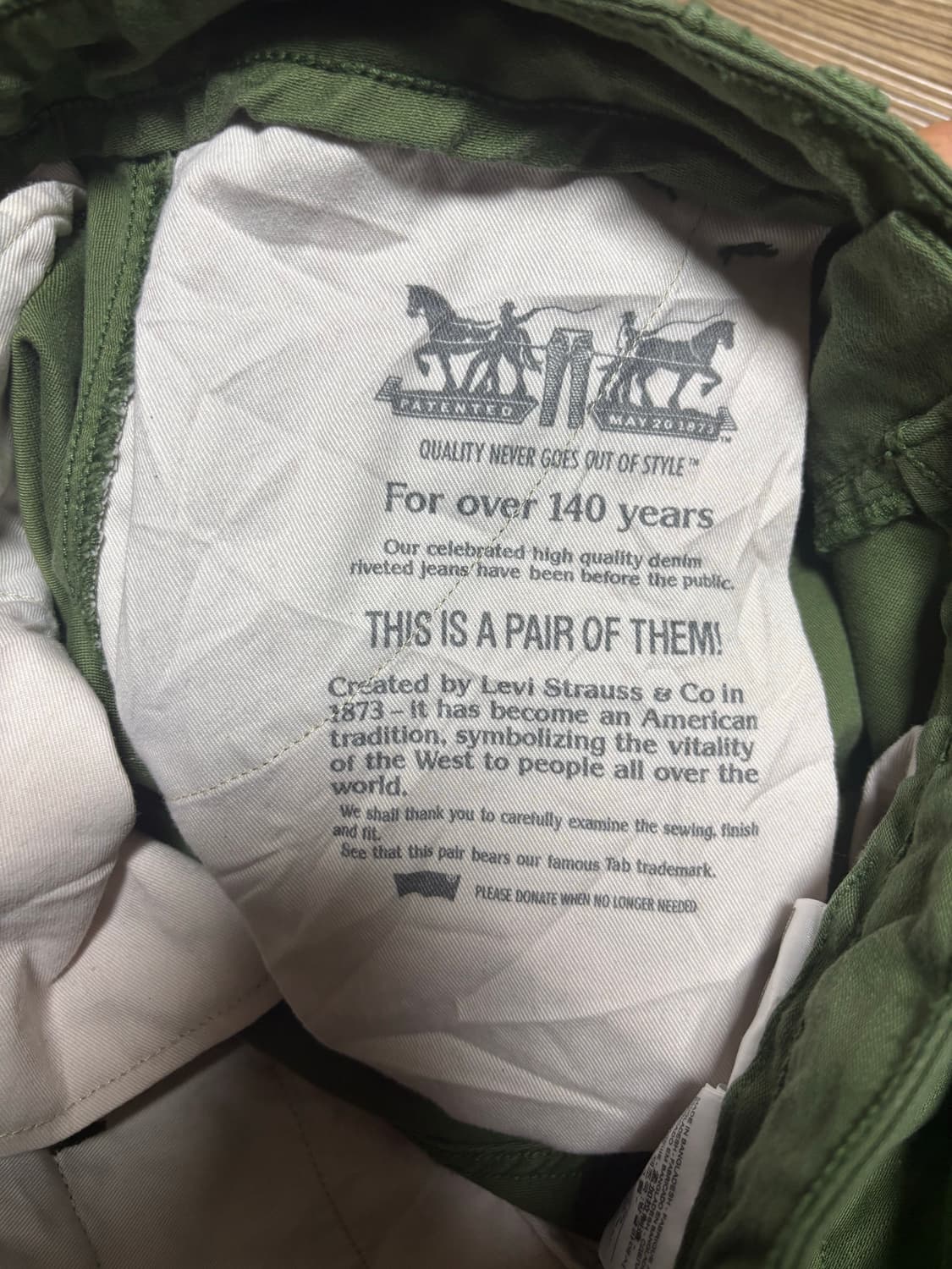 리바이스 올리브색 카고 반바지 상품이미지4