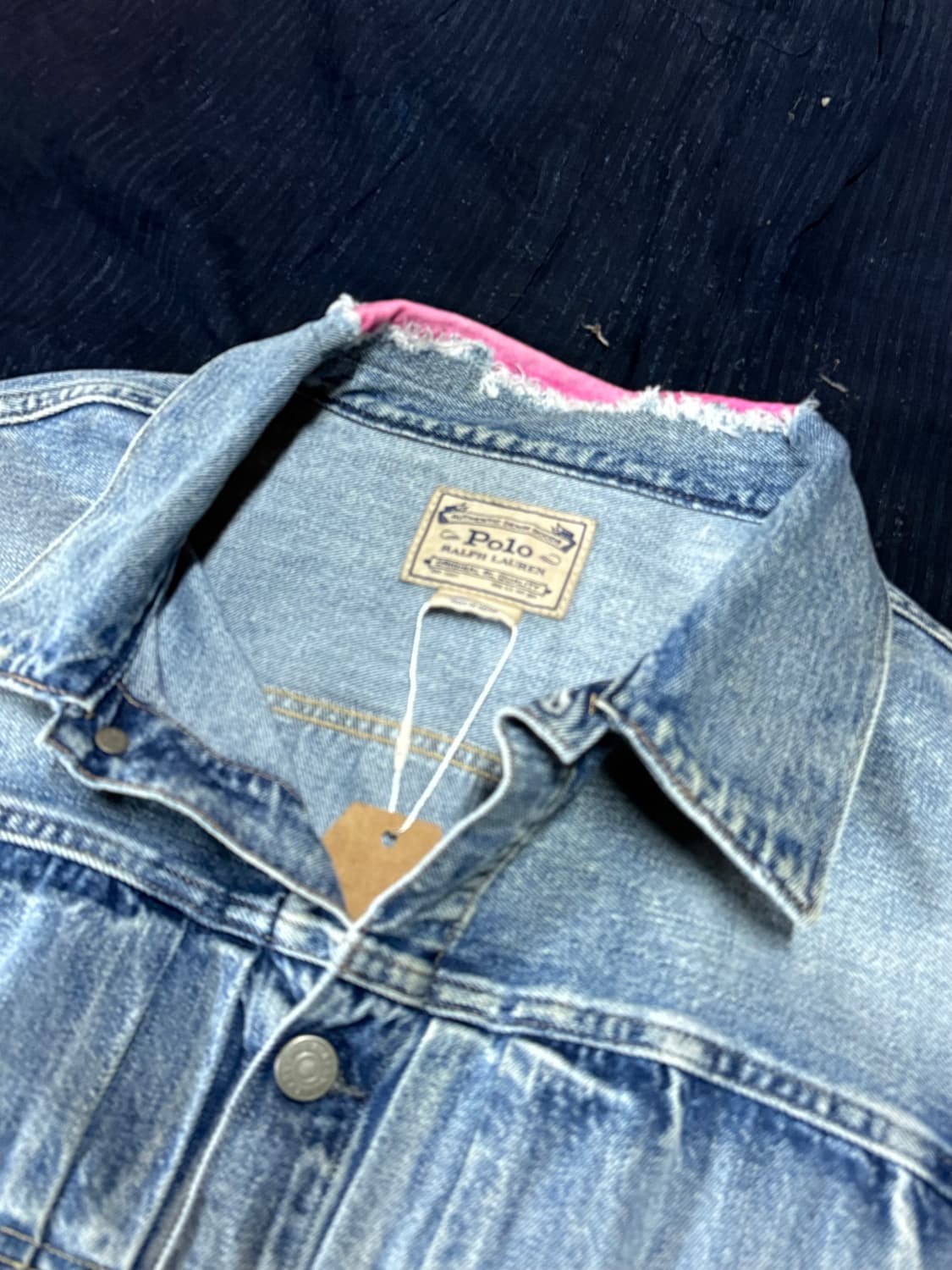 폴로 랄프로렌 렌턴 디스트레스드 리페어 패치워크 데님 트러커 자켓 L 상품이미지2