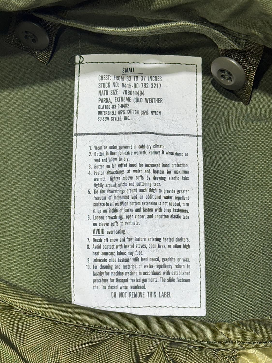 M-65 피쉬테일 개파카 스몰 상품이미지10