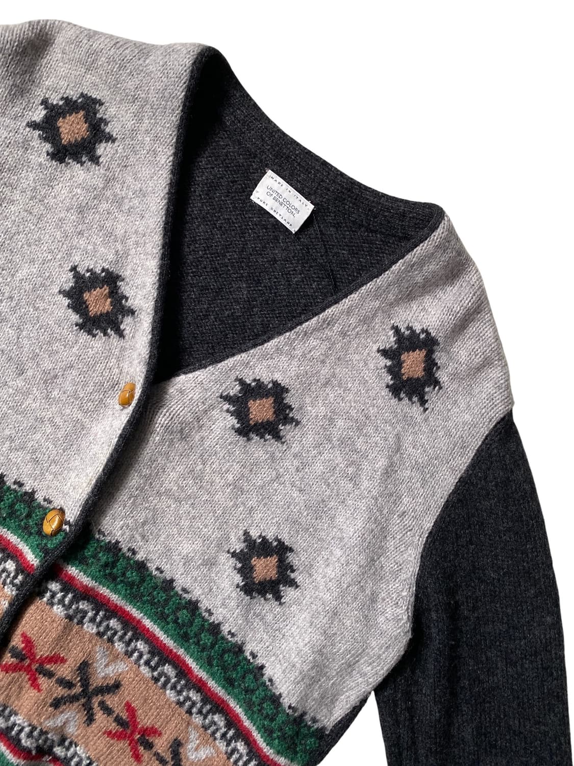 베네통 쉐틀랜드 울 패턴 니트 가디건 (Man M) 상품이미지2