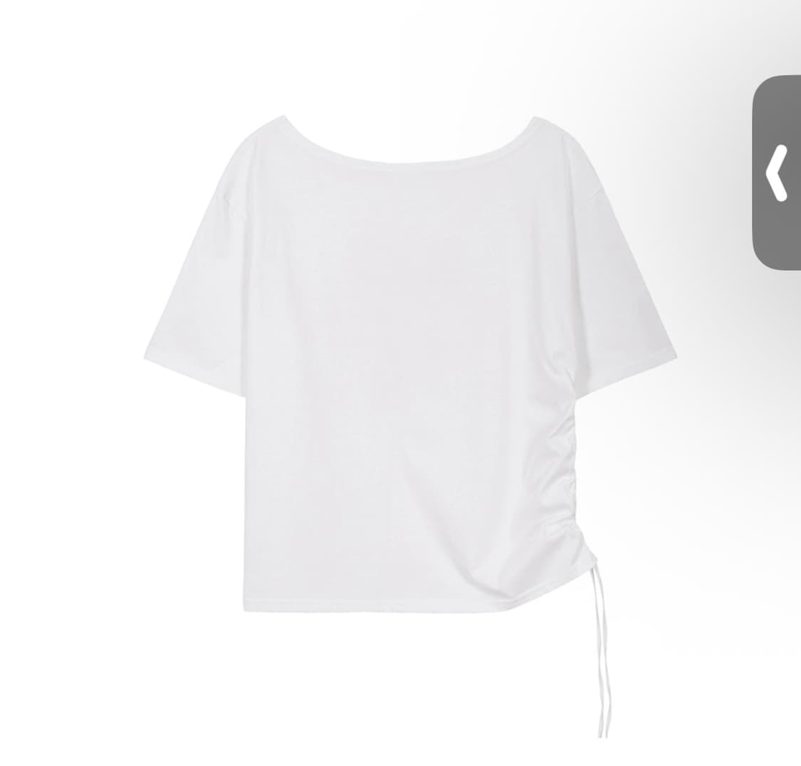 일리고) 리본 셔링 오프숄더 티셔츠 WH F 상품이미지5