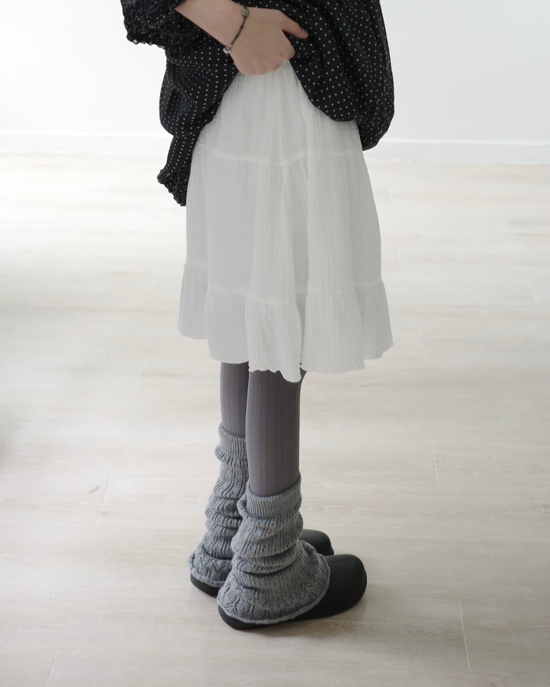  White cotton banding skirt 상품이미지3