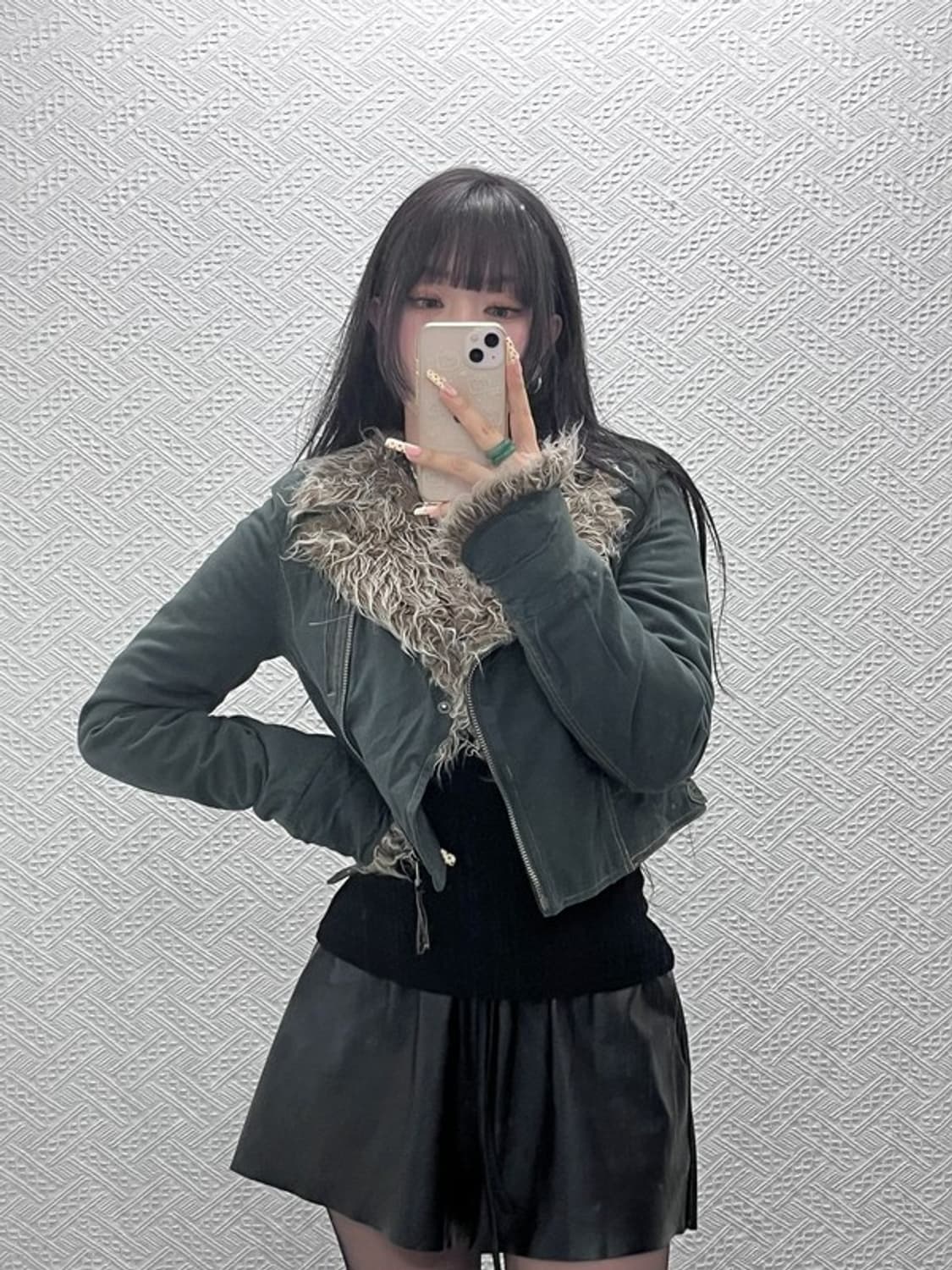 빈티지 핀터걸 보헤미안 시크 퍼 무스탕 크롭 자켓 90 C09624 상품이미지2