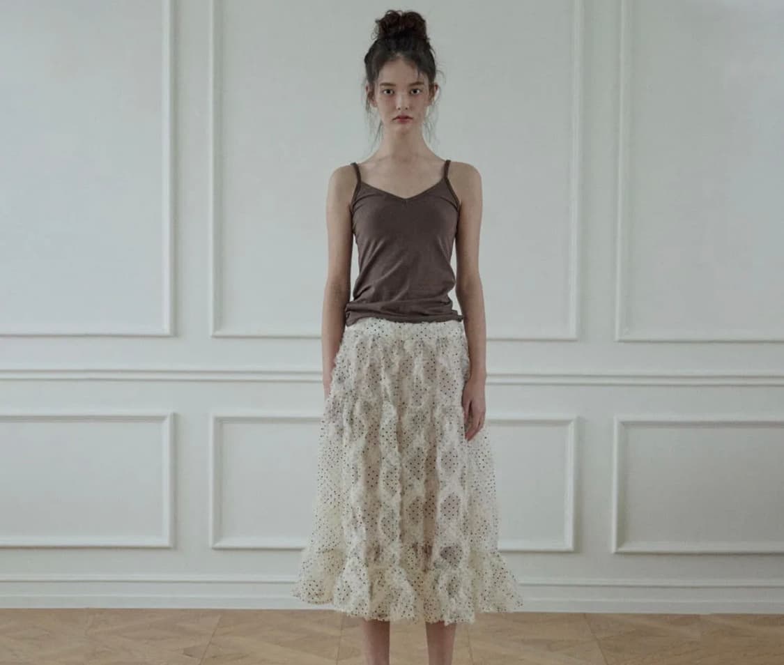 호쿠스포쿠스 Polka dot frill skirt/Champagne 상품이미지1