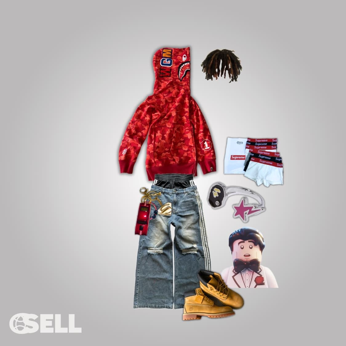 베이프 레드 샤크후드 상품이미지2