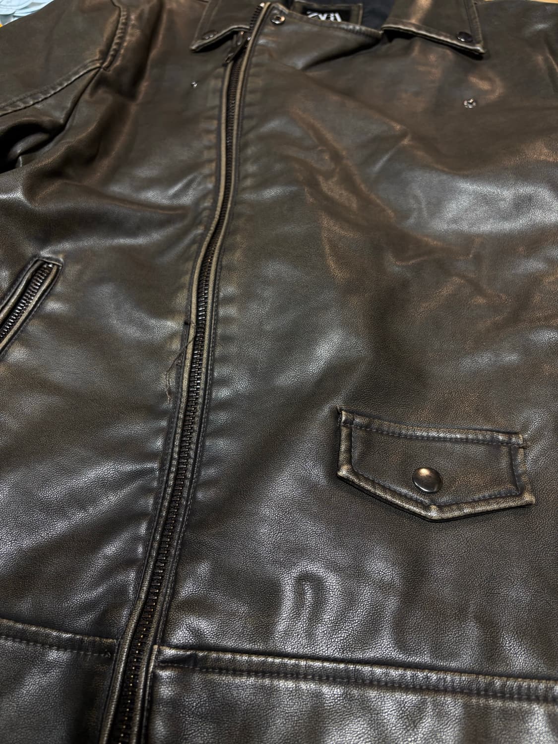 ZARA 에코 레더 라펠 칼라넥 라이더 상품이미지5