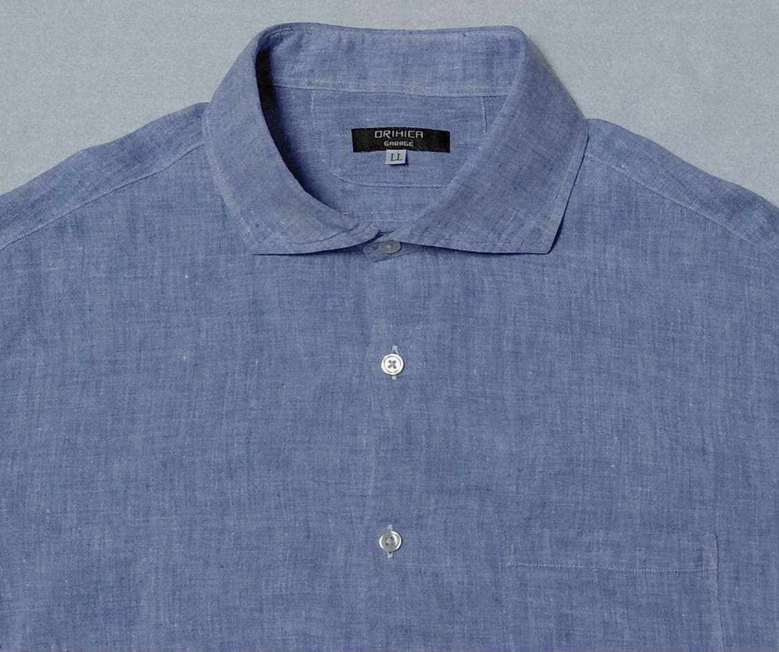 [105] ORIHICA 린넨 100% 7~8부 셔츠 (스카이블루) 상품이미지2