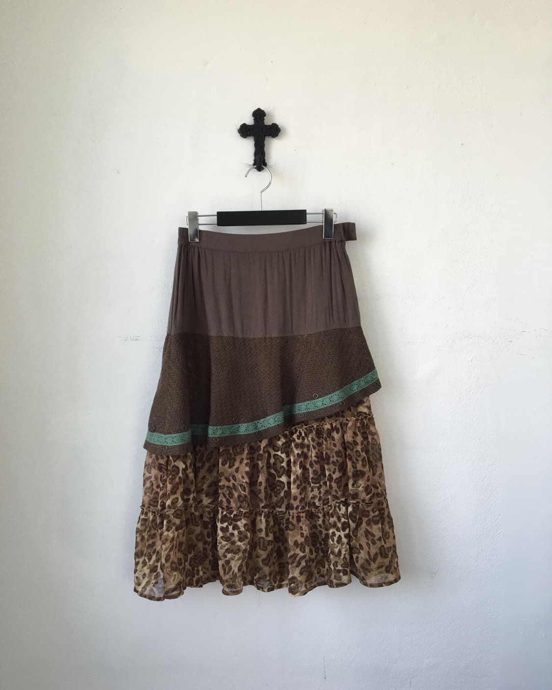 Layered khaki brown skirt 상품이미지1