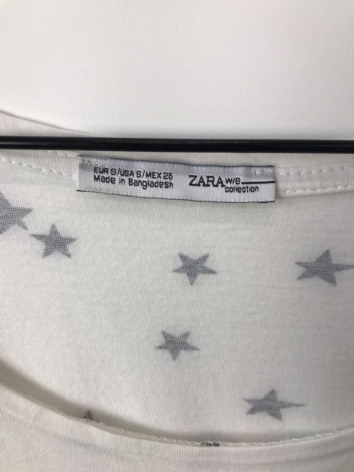 Zara W&B Star Pattern Crop Tee 상품이미지6