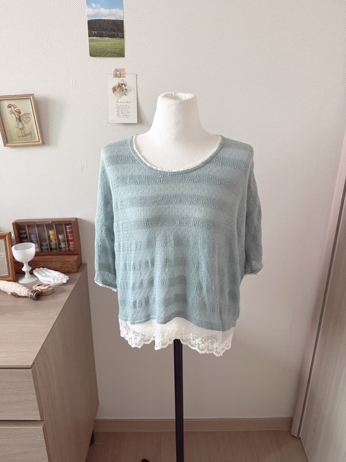 시네마클럽 민트 레이스 썸머니트 상품이미지1