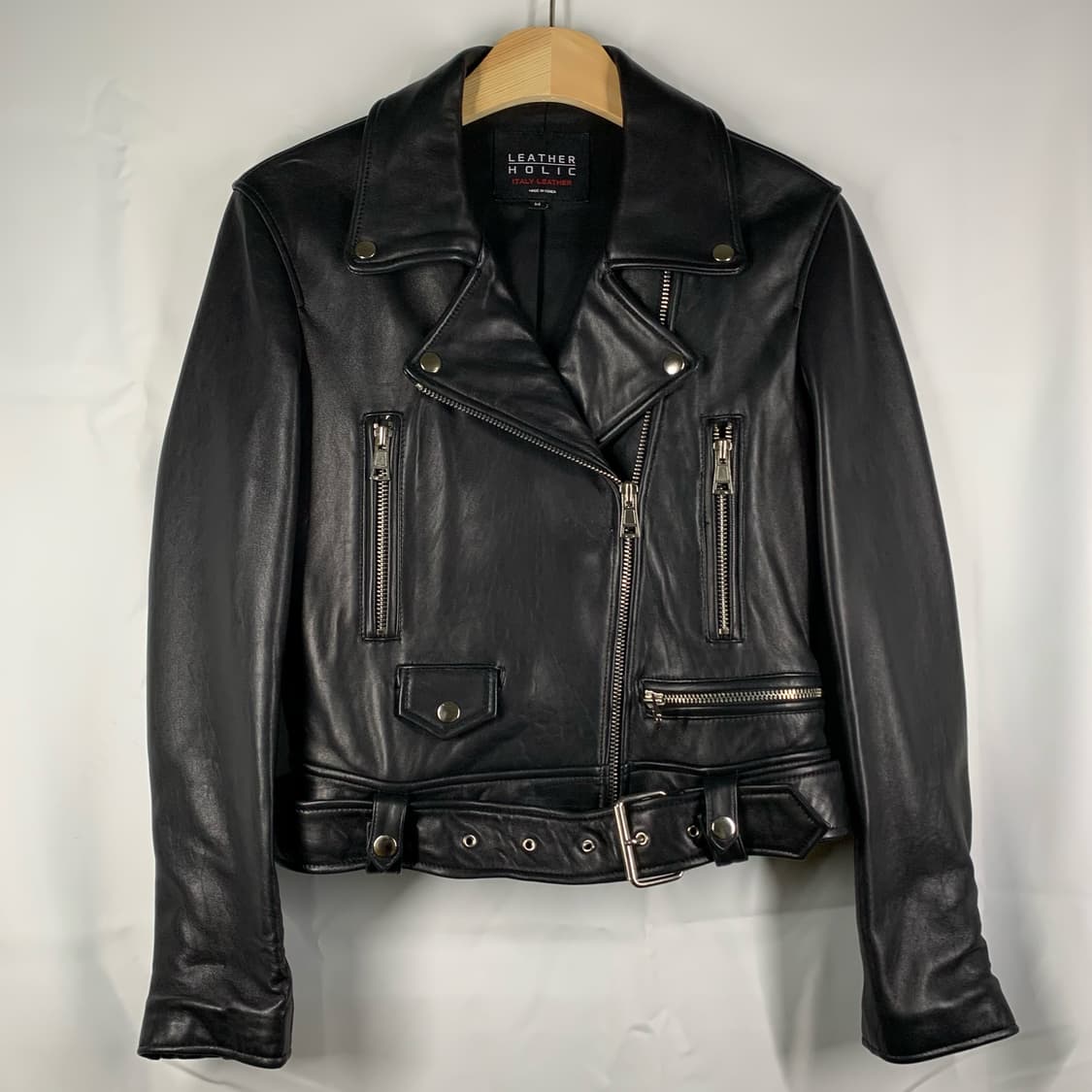 [M] LAETHER HOLIC 쉽스킨 리얼 레더 바이커 재킷 상품이미지2