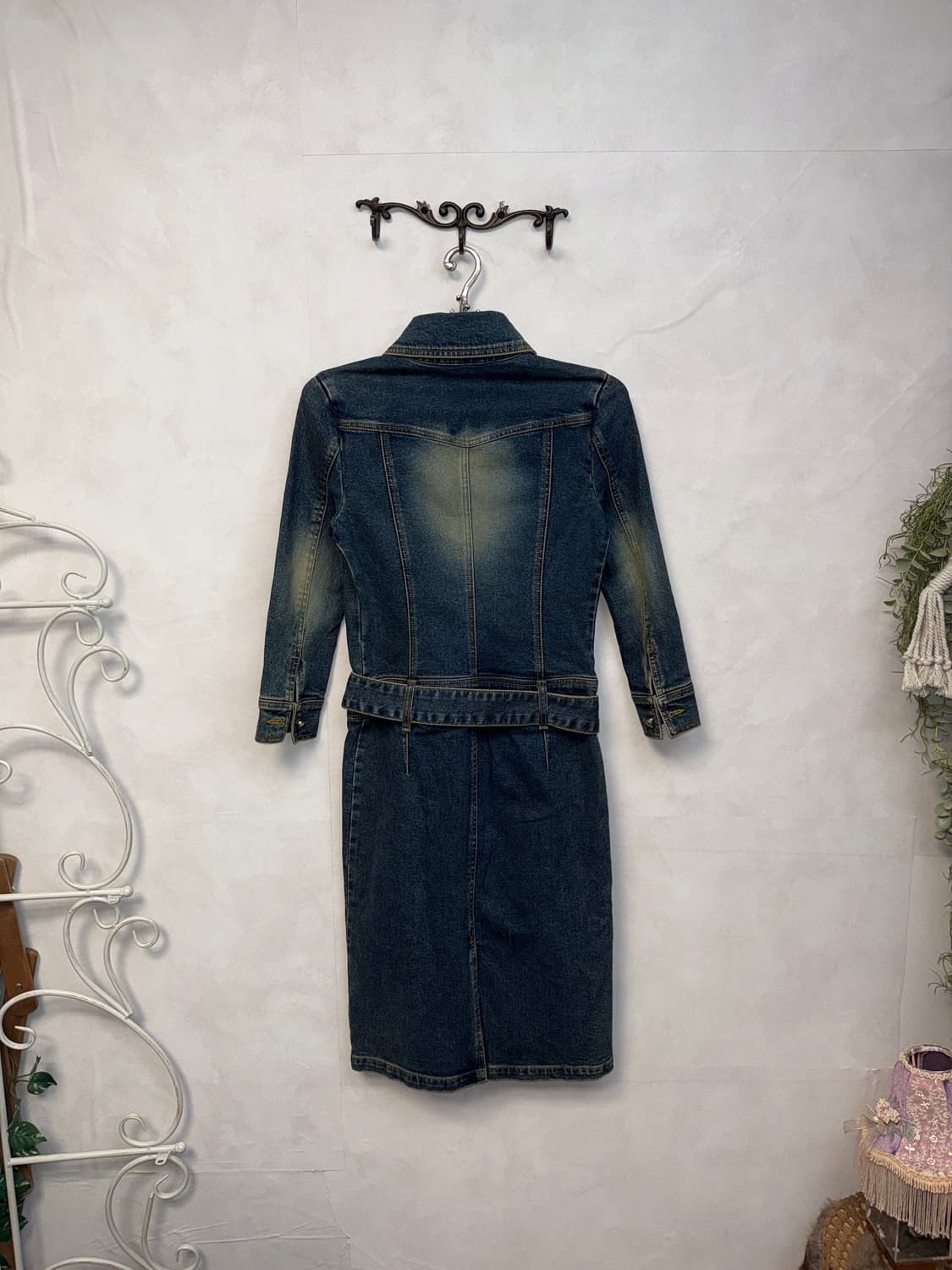 Egoist washing denim belted midi ops 상품이미지5