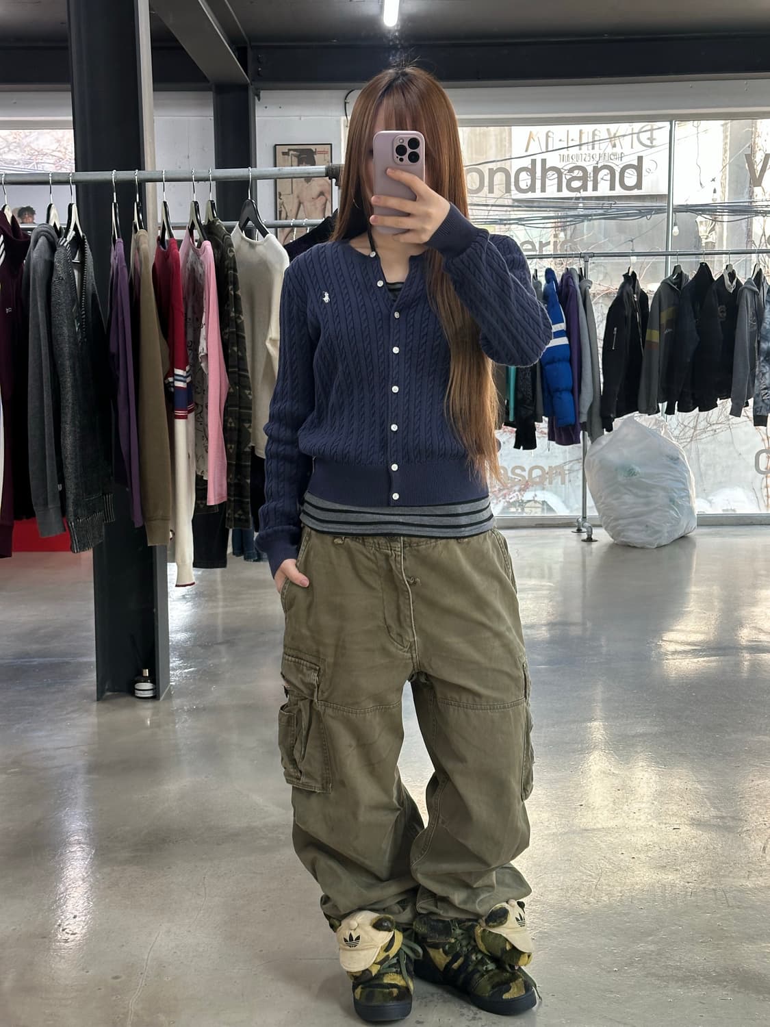 폴로랄프로렌 케이블 버튼 가디건 네이비 상품이미지3