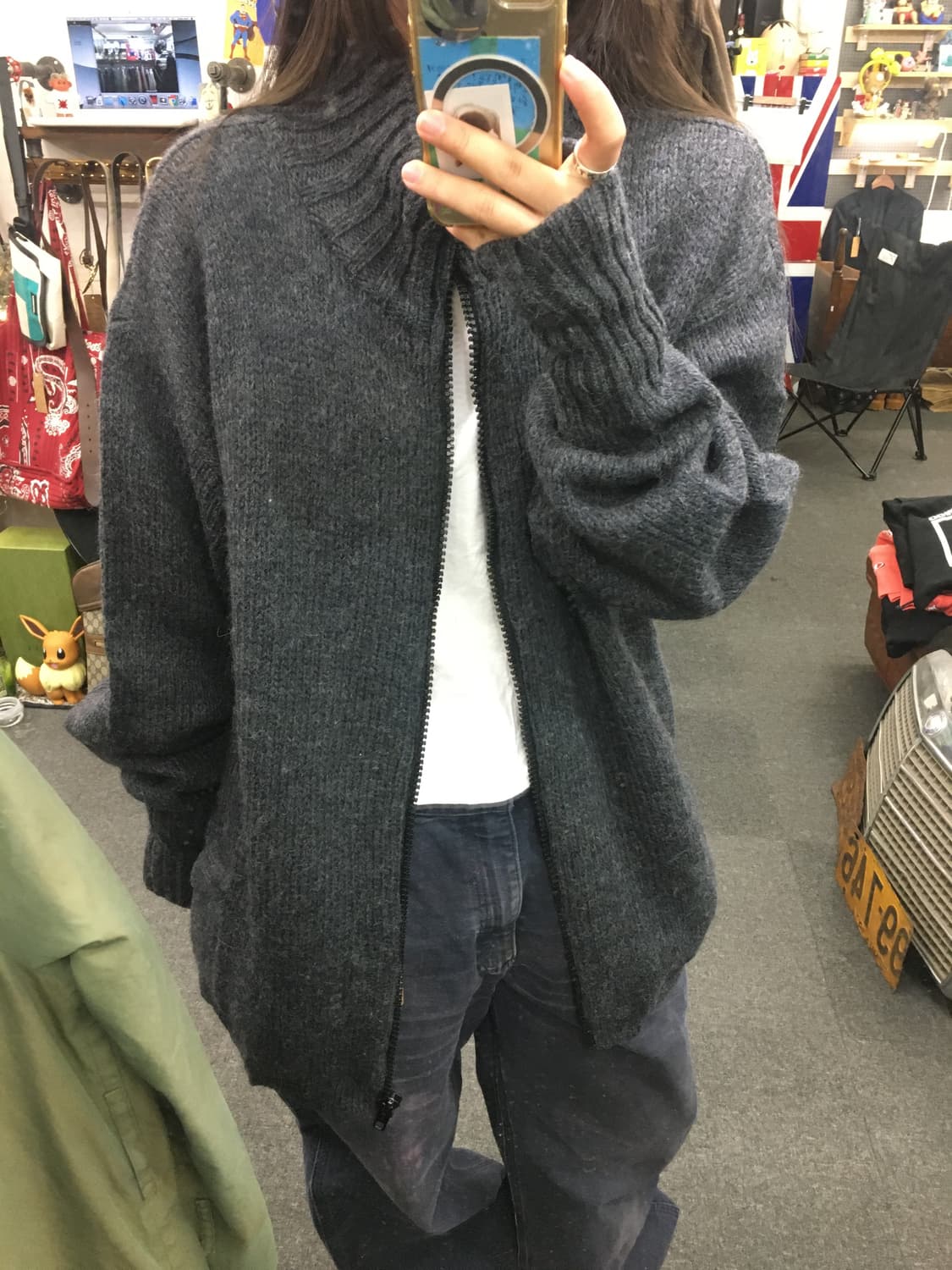 빈티지 헤비 니트 집업 상품이미지1