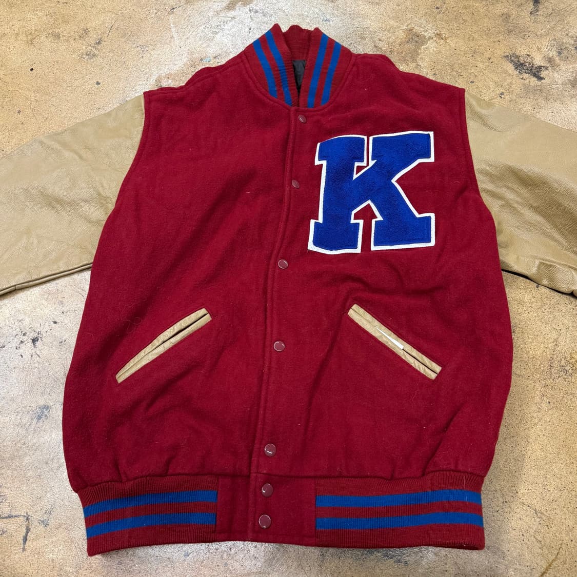 [정품/L] maverick 레드 K 로고 레더 야구 점퍼 b18 상품이미지3