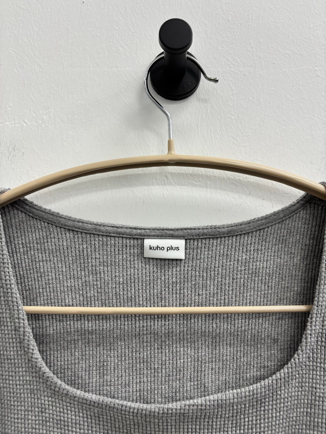 구호 플러스 kuho plus 스퀘어 넥 와플 반팔 티셔츠 상품이미지3