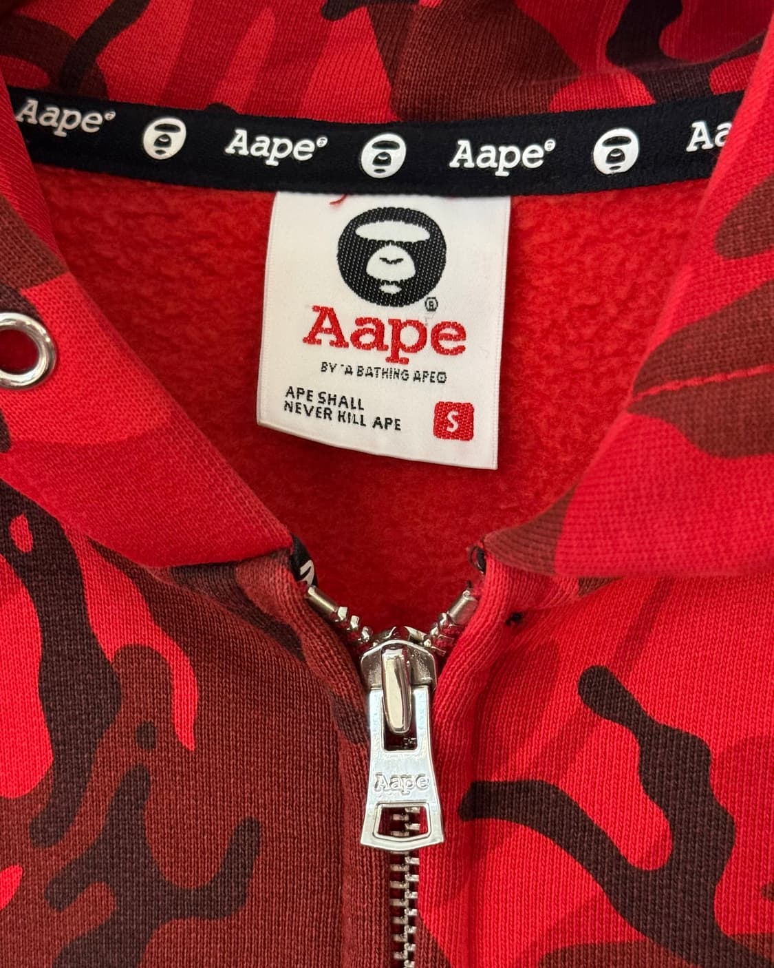 Aape 에이프 여성 레드카모 후드집업 상품이미지5