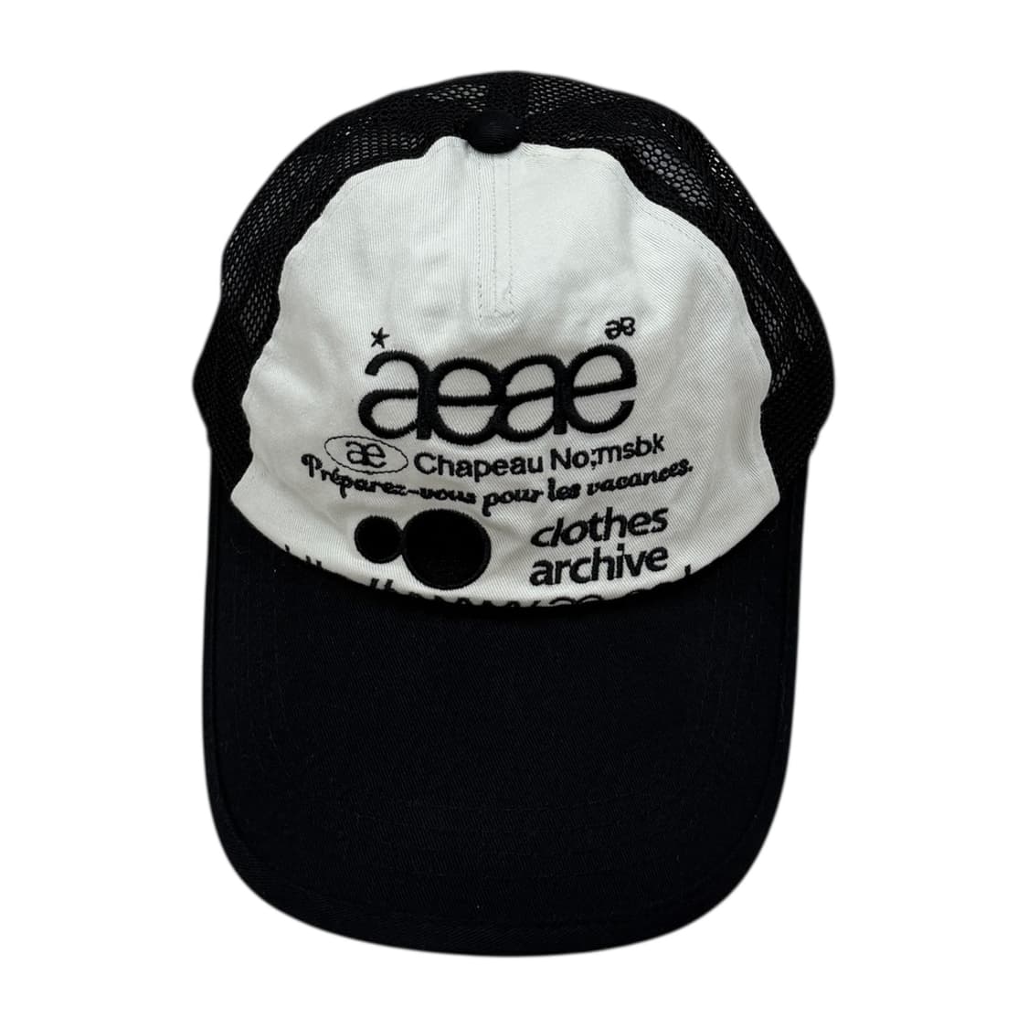 AEAE 에이이에이이 메쉬캡 볼캡 모자 화이트 블랙 상품이미지1