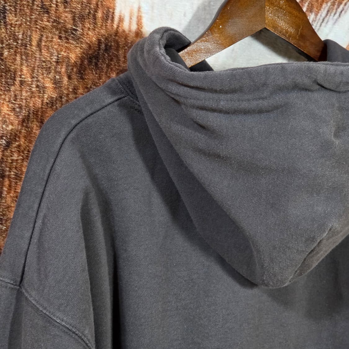 그레이 차콜 레터링 프린팅 오버핏 후드티 상품이미지5