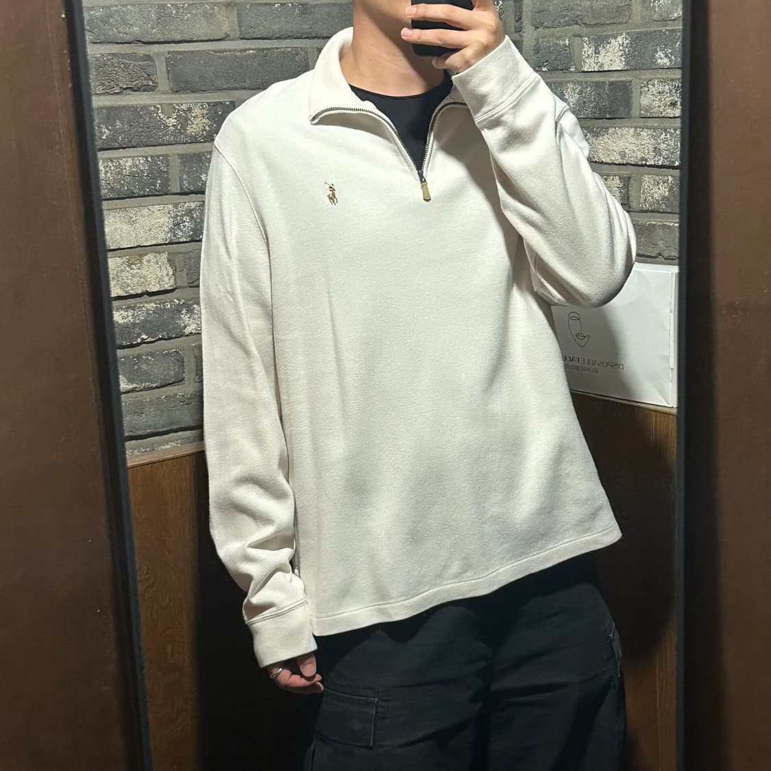 L) 폴로 랄프로렌 반집업 풀오버 코튼 니트 크림 아이보리 상품이미지8