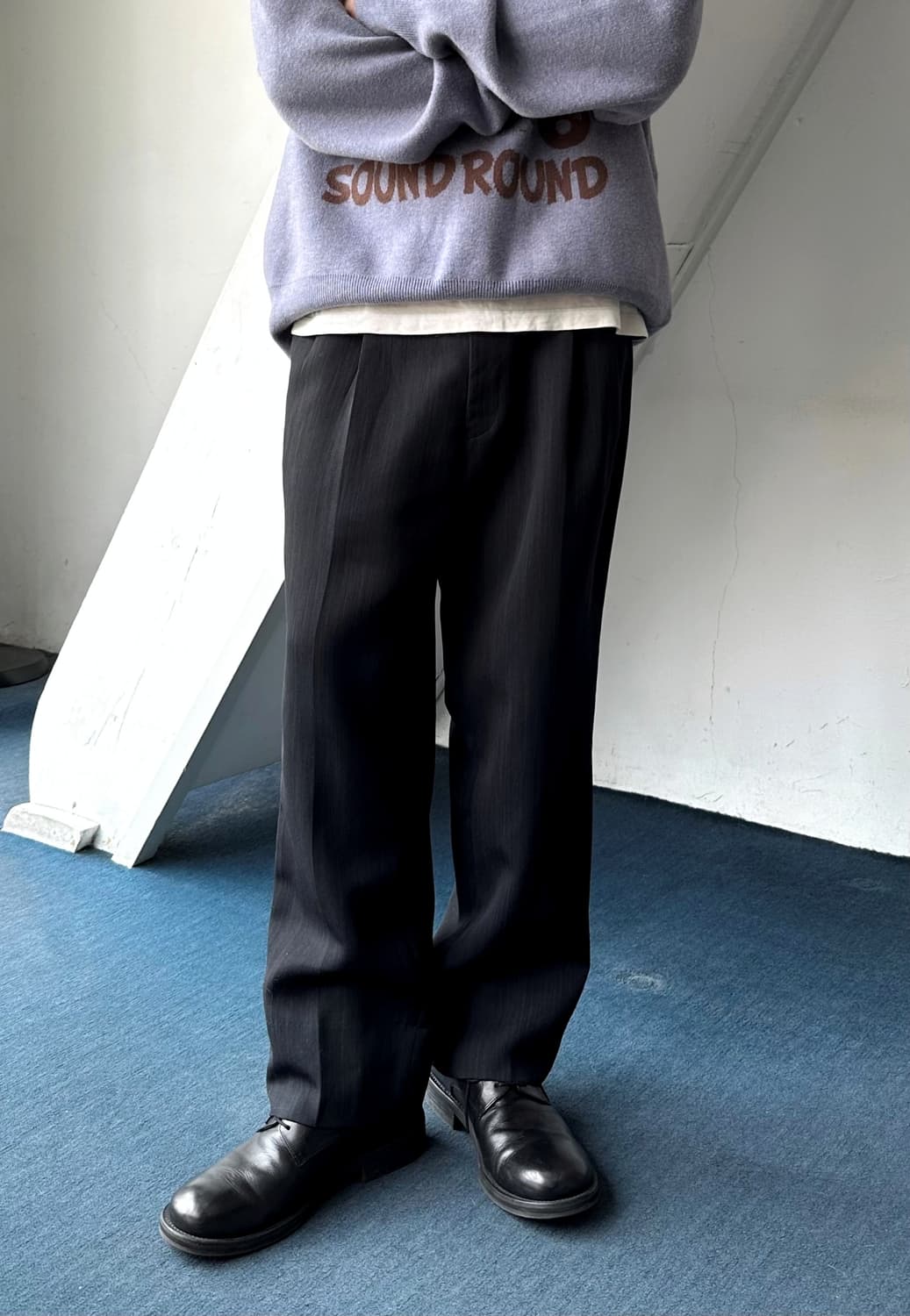 2 pleats multi stripe wide trousers 상품이미지1