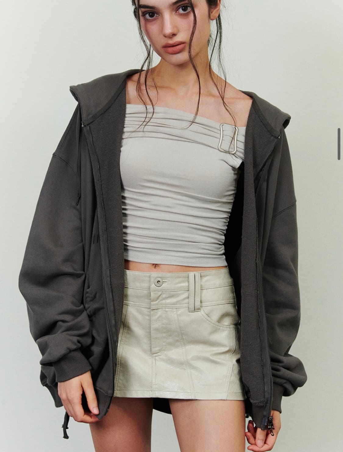 페인오어플레져 CIELO 미니스커트 베이지(올데프 애니착용) 상품이미지2