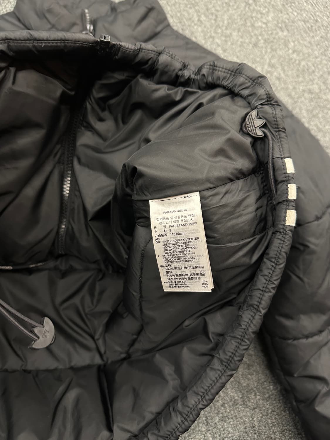 S) 아디다스 파이어버드 로고 블랙 다운 패딩 상품이미지8