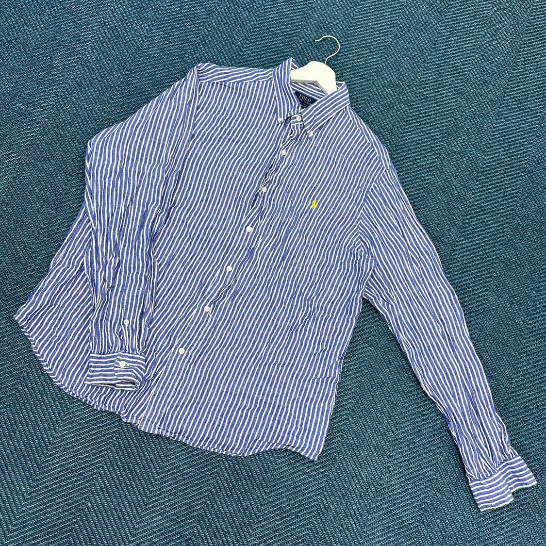 [XL] 폴로 스트라이프 린넨 셔츠 상품이미지1