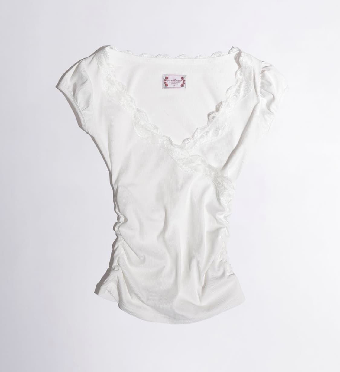스컬프터 lace trim wrap tee white 레이스티 화이트  상품이미지1
